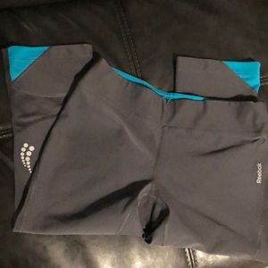 Adorable Reebok Grey and Teal Capris Leggings